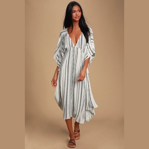 Lulus Other - Lulu's Black and White Striped Swim Cover-Up - Small